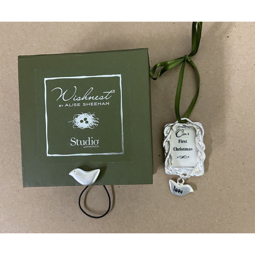Our First Christmas Silver Colored Hanging Ornament in Gift Box Silvestri